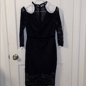 EXPRESS Black Lace High-Neck Dress; worn once